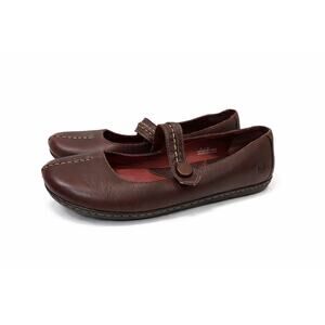Maroon Leather Mary Jane Flats Women’s Comfort Shoes Round Toe Casual Size 11